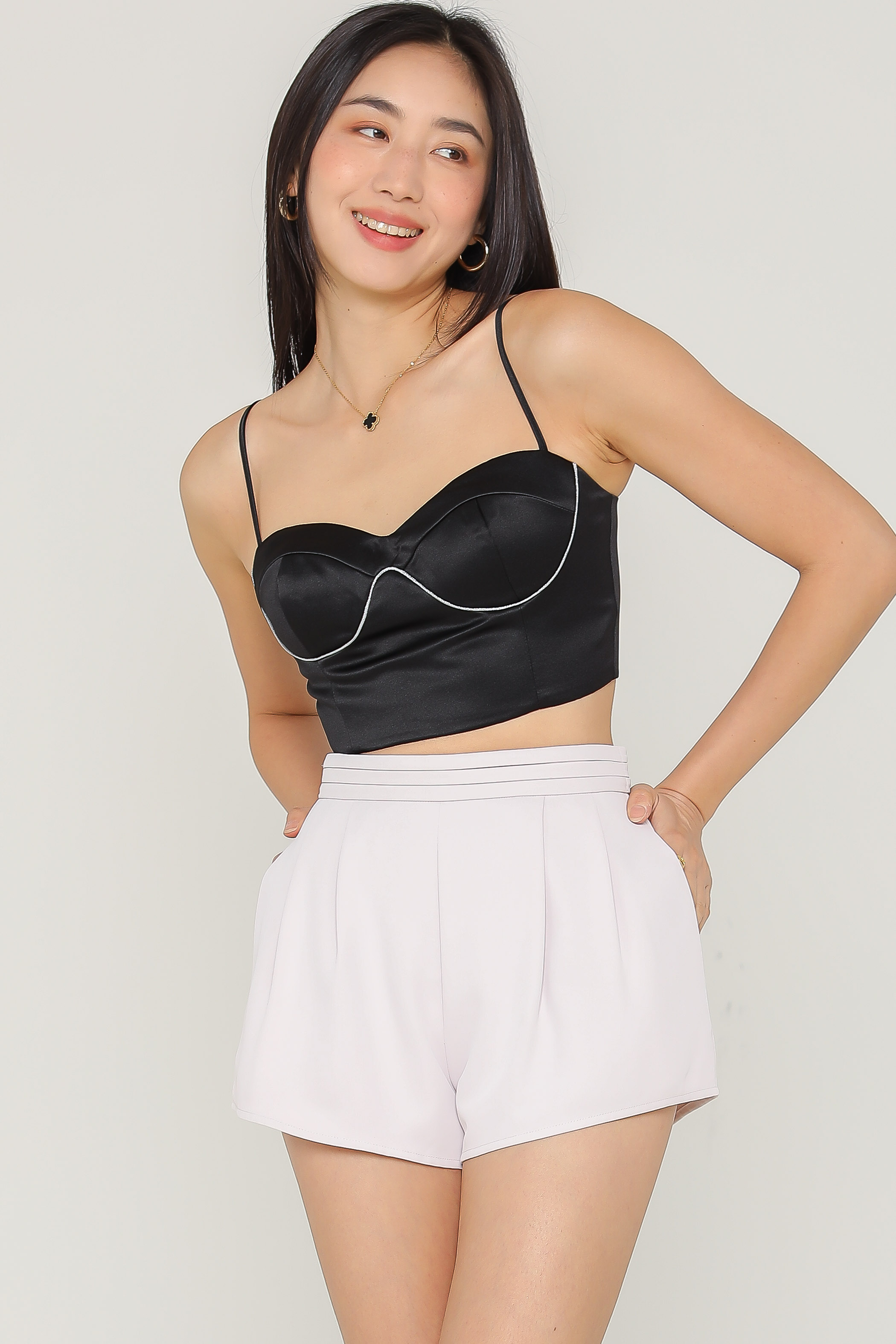 CRYSTAL BUSTIER TOP (BLACK)