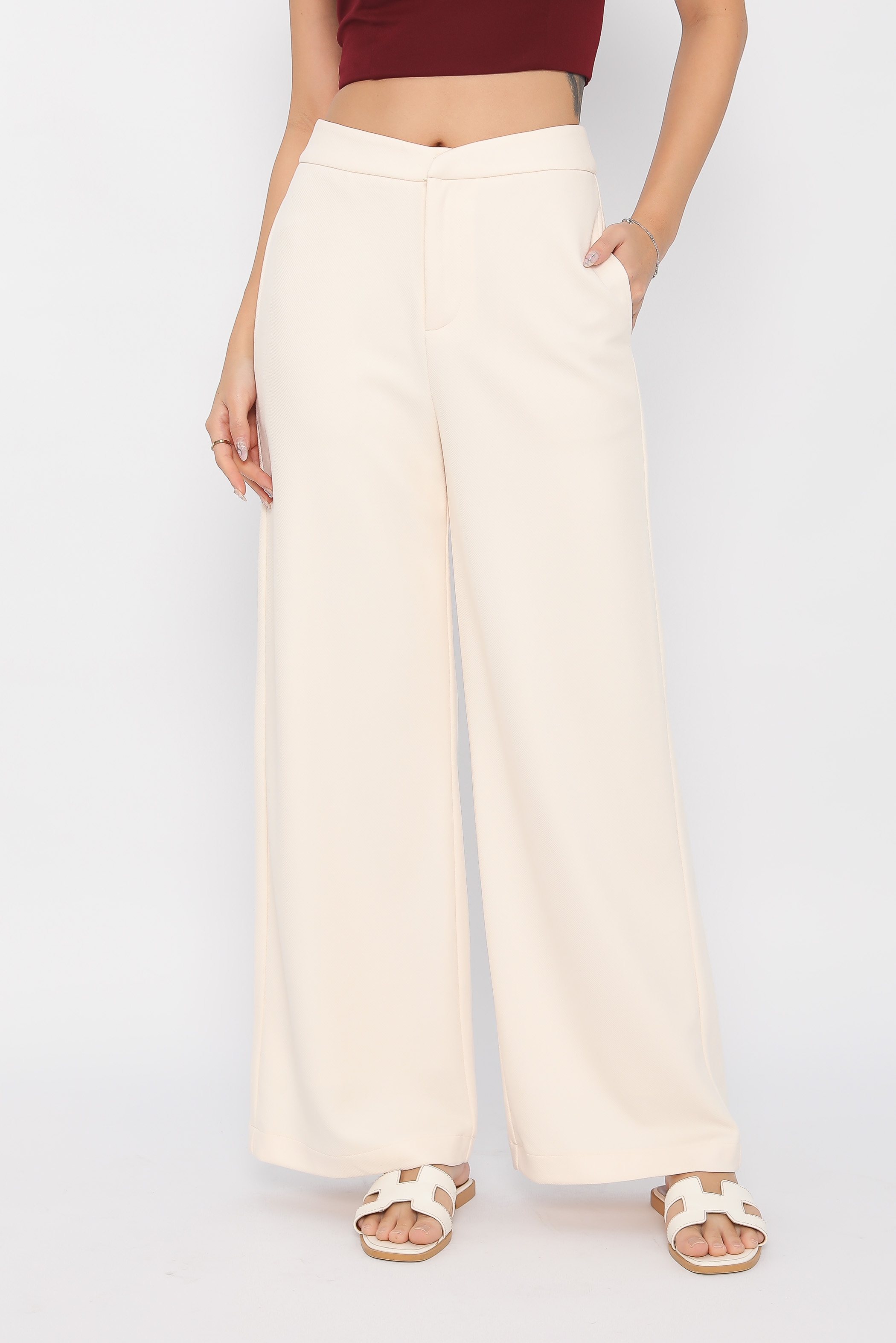 VENELYN V-WAIST PANTS (TRUFFLE)