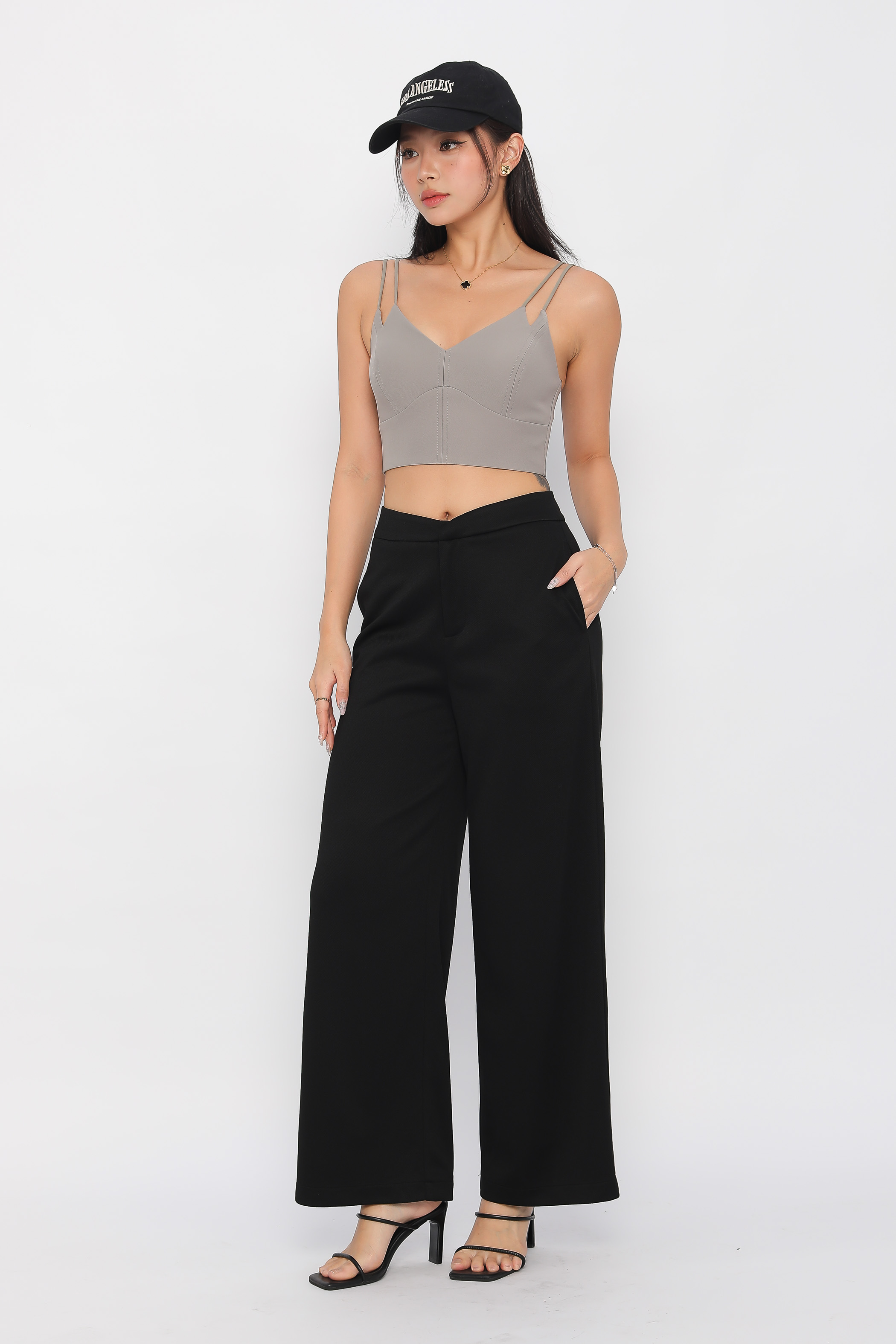 VENELYN V-WAIST PANTS (BLACK)