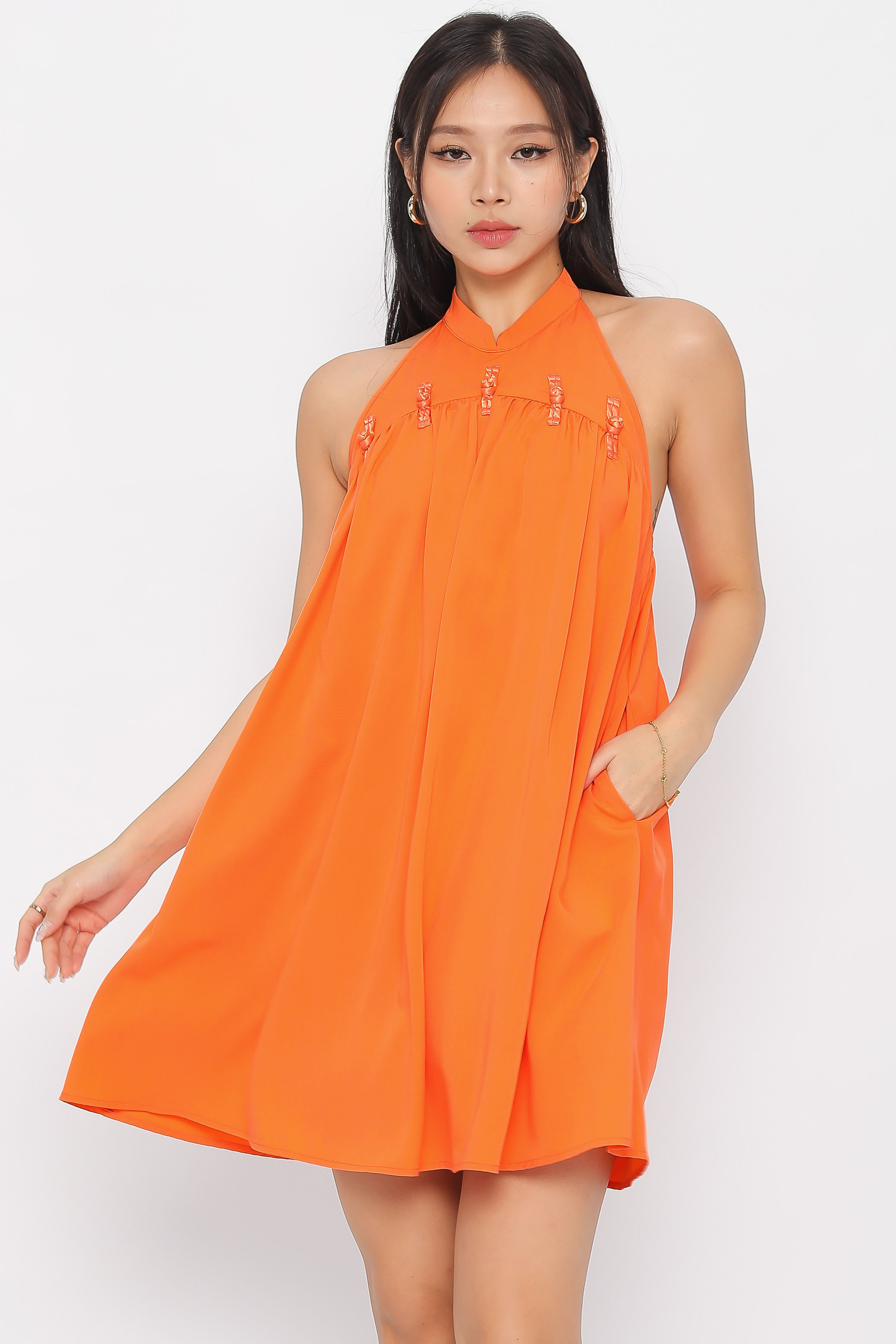 HUI HUI HALTER DRESS (ORANGE)