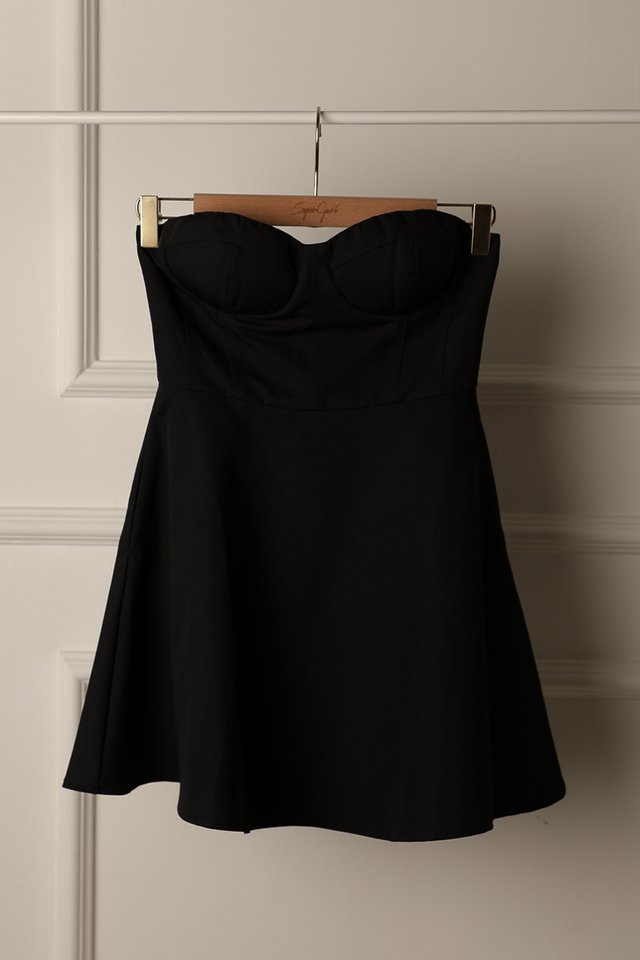 CLARINS BUSTIER SWING DRESS (BLACK)