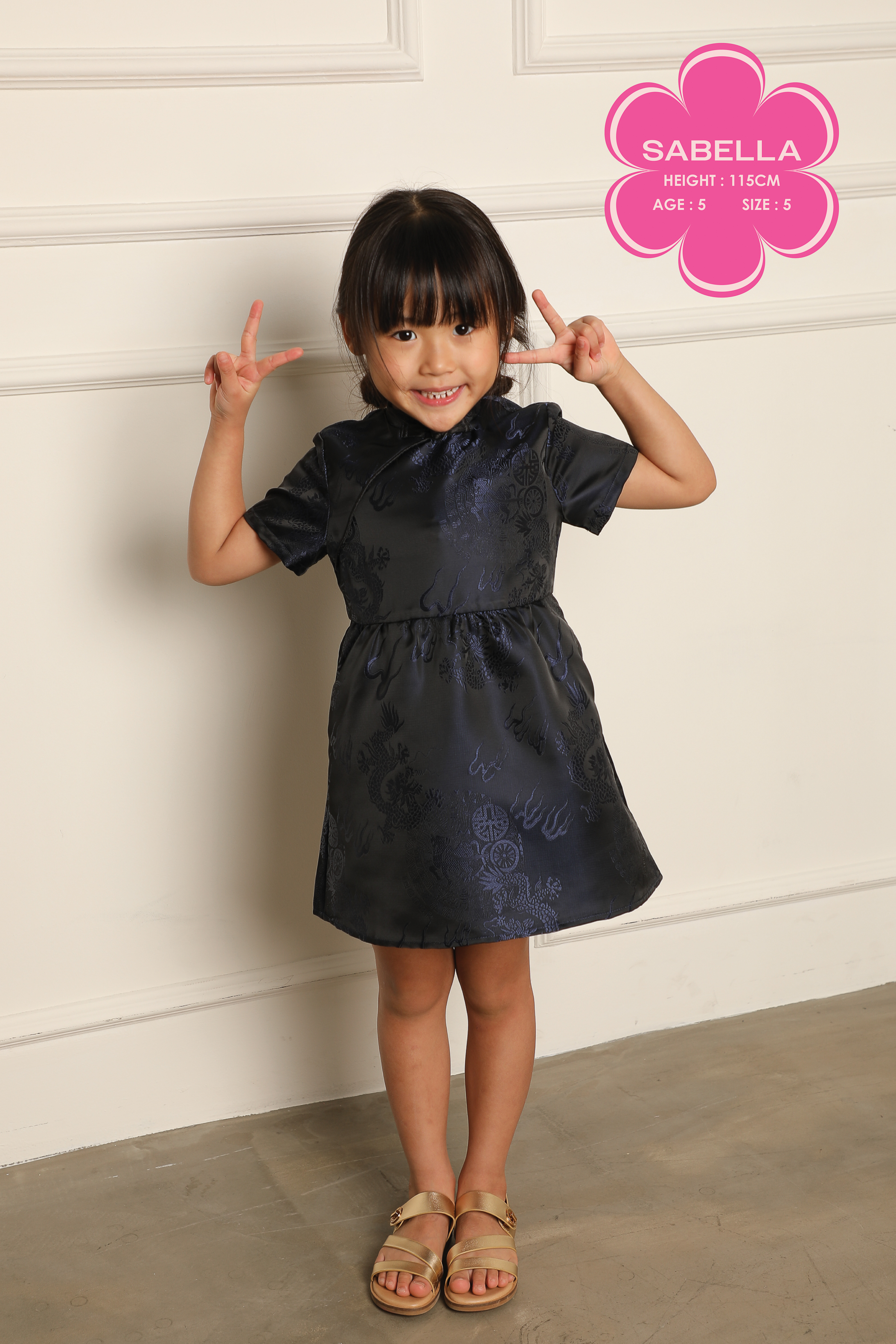 LONG MA JING SHEN BABYDOLL DRESS (NAVY)