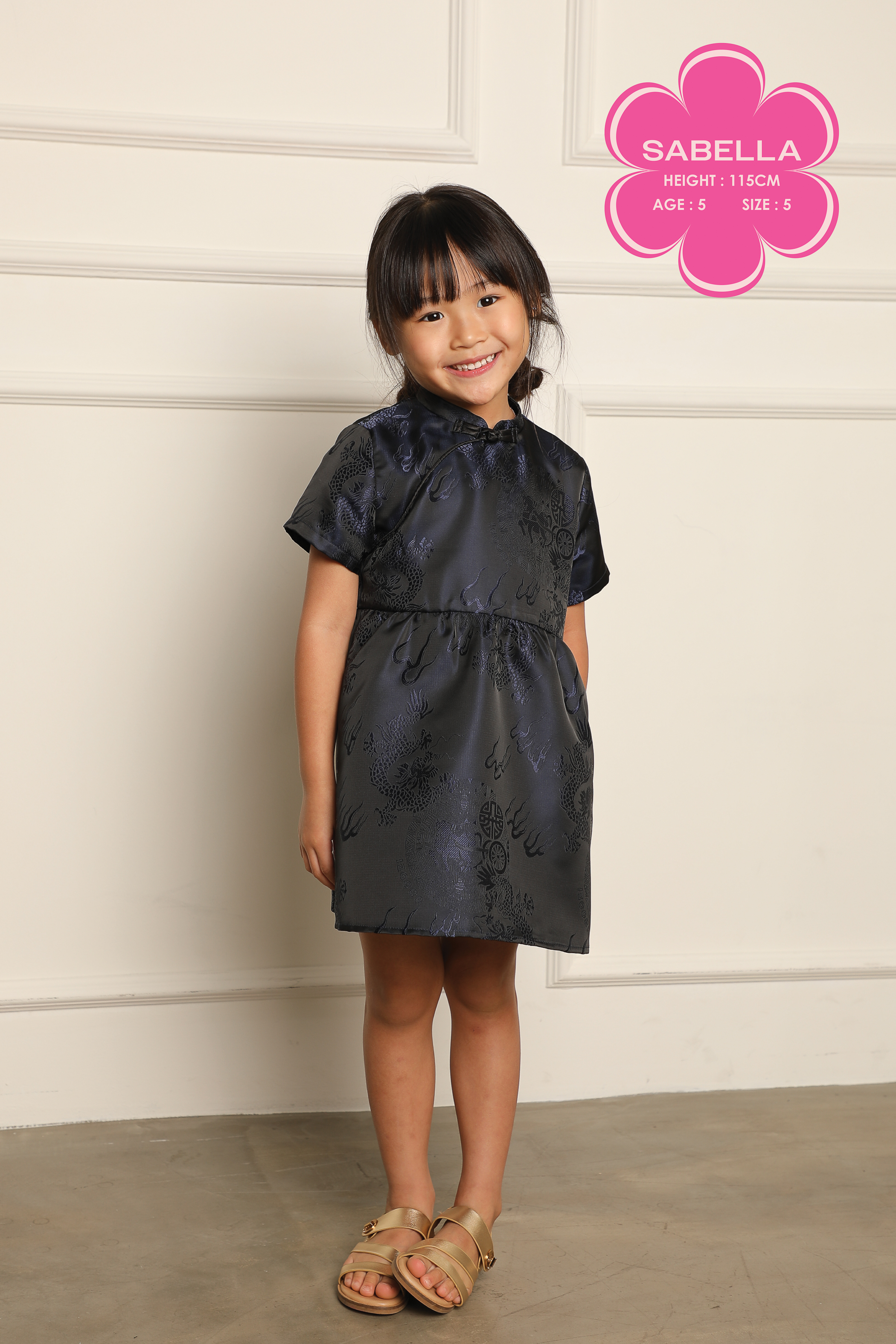 LONG MA JING SHEN BABYDOLL DRESS (NAVY)