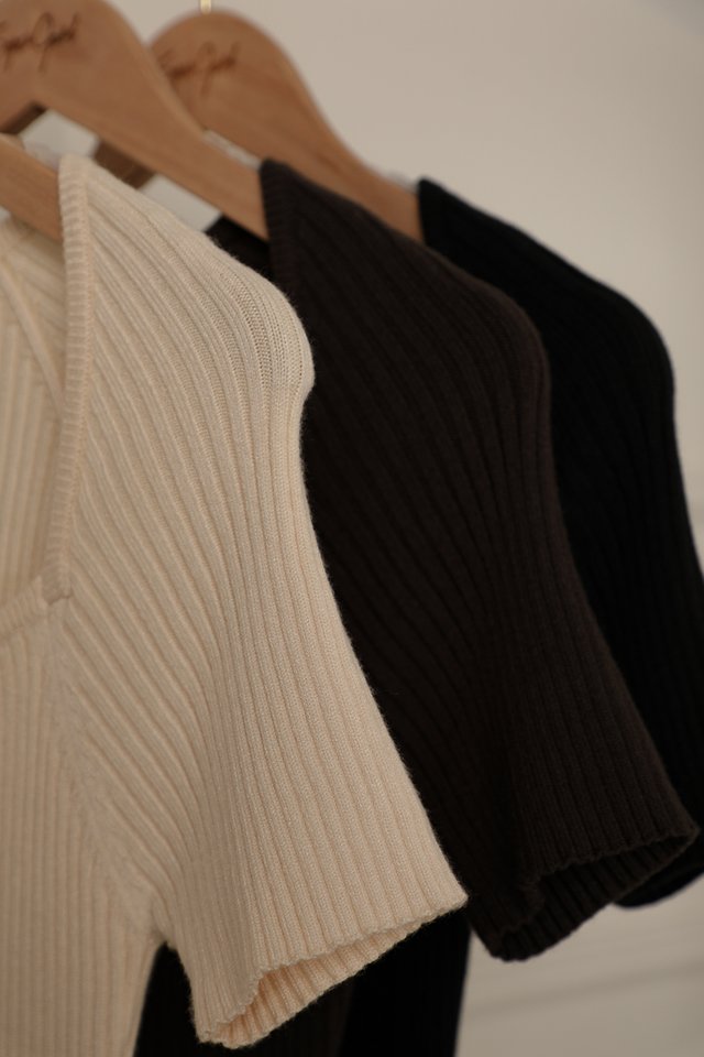 CREED CUT IN RIBBED DRESS (BLACK) 