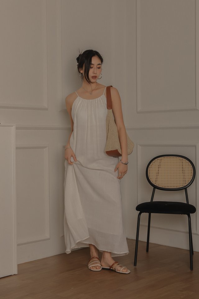 *BACKORDER* LILY LINEN LOW BACK MAXI (WHITE)