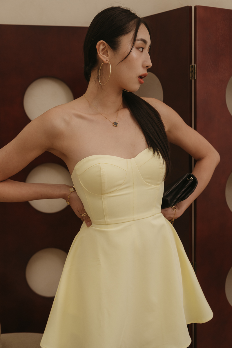 CLARINS BUSTIER SWING DRESS (YELLOW)