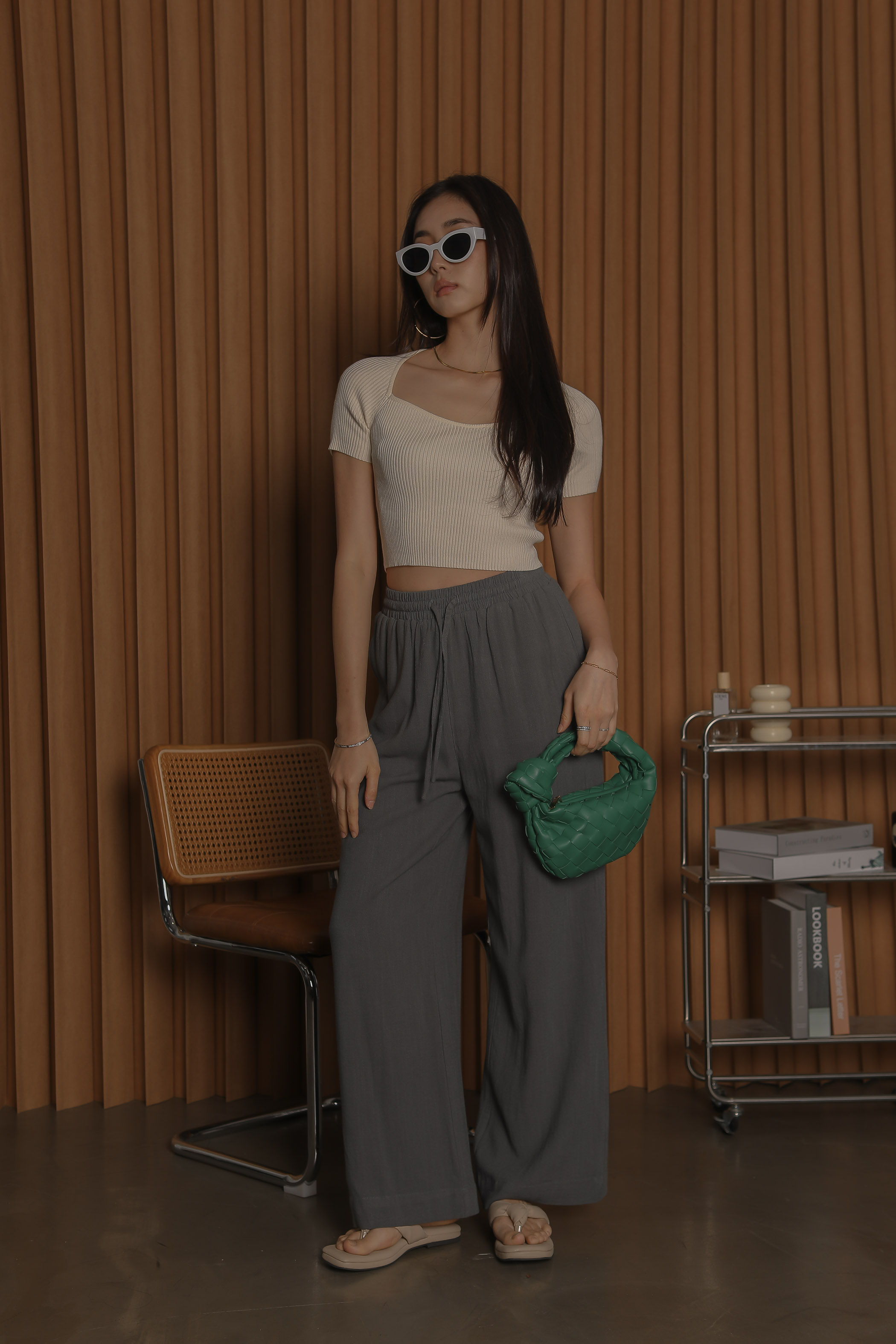 LALITA LINEN PANTS (FOREST GREY)