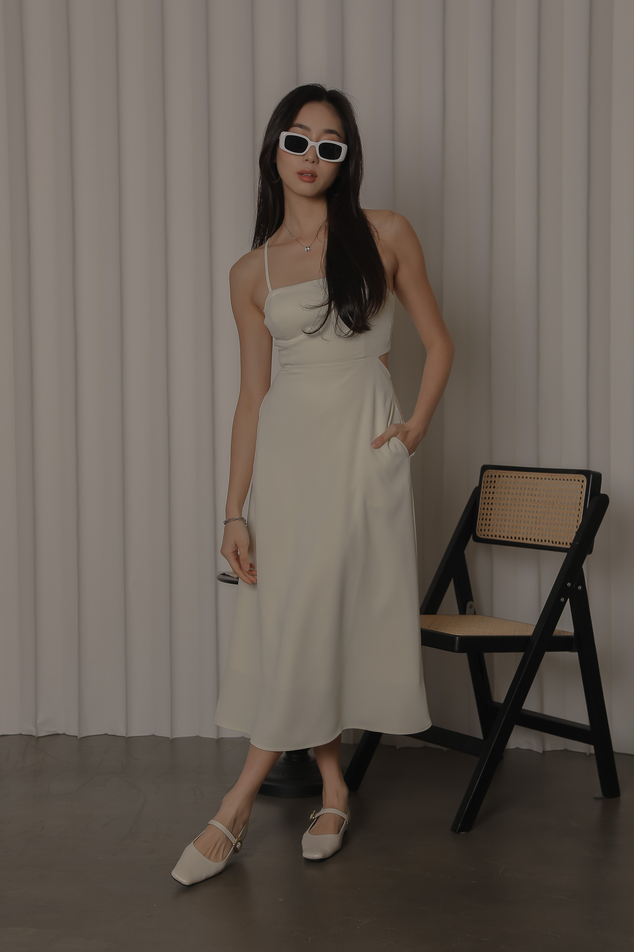 TASHA TIE-BACK DRESS (CREAM) 