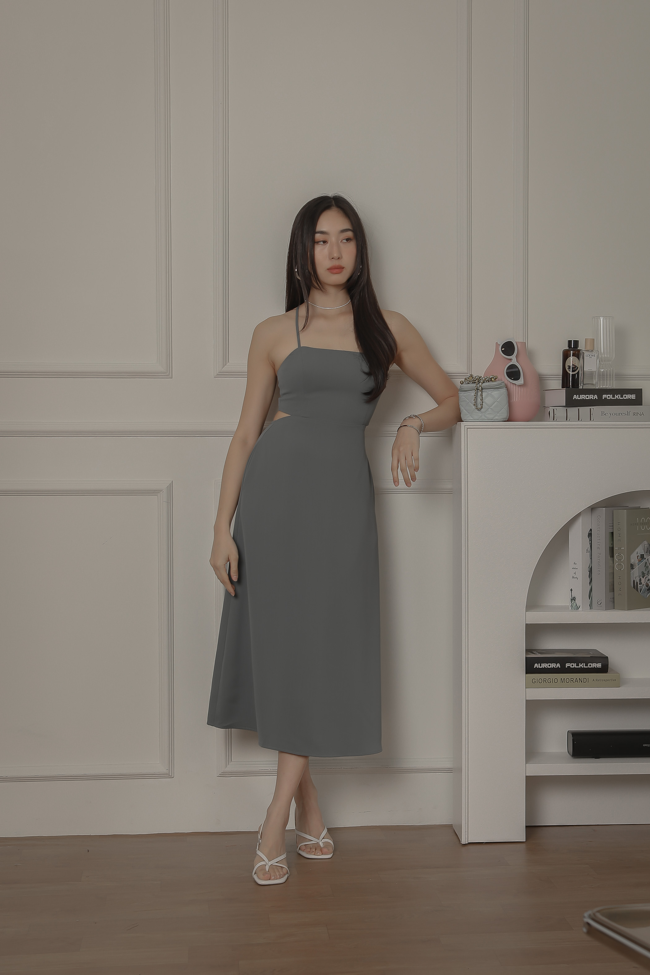 TASHA TIE-BACK DRESS (GREY)