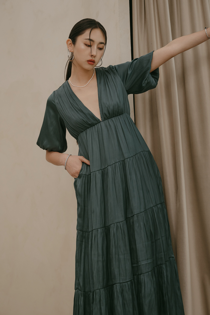 BAMBI TIERED MAXI DRESS (DARK TEAL) 