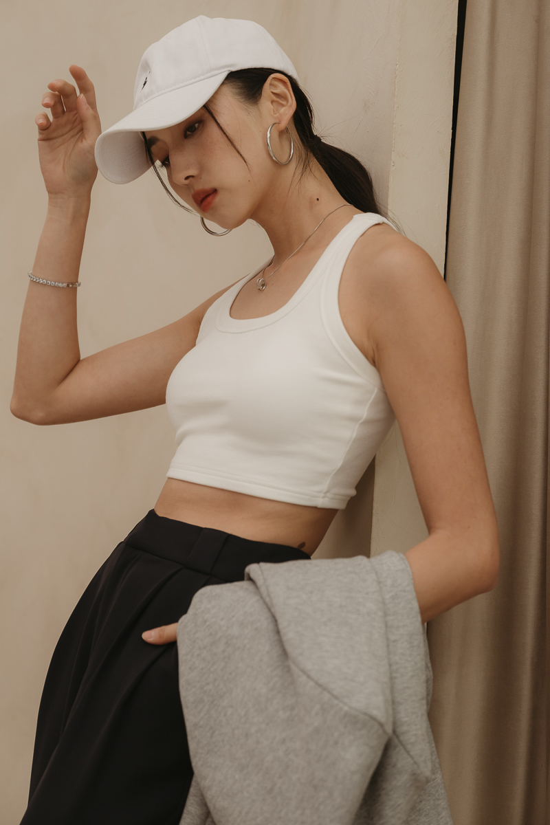 ROXY RACER PADDED CROP TOP (WHITE)