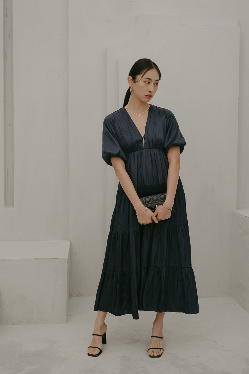 BAMBI TIERED MAXI DRESS (DARK NAVY)