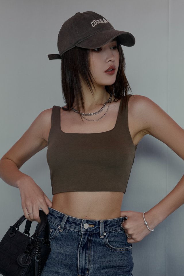 HASHY V2 CROP TANK TOP (RIPED OLIVE)