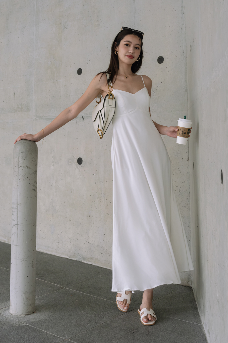 FLORENCE PADDED MAXI DRESS (WHITE)