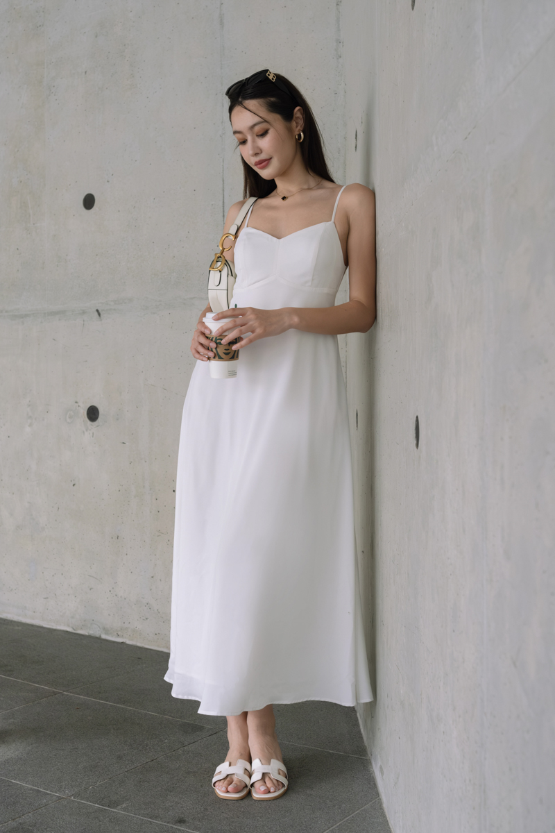 FLORENCE PADDED MAXI DRESS (WHITE)