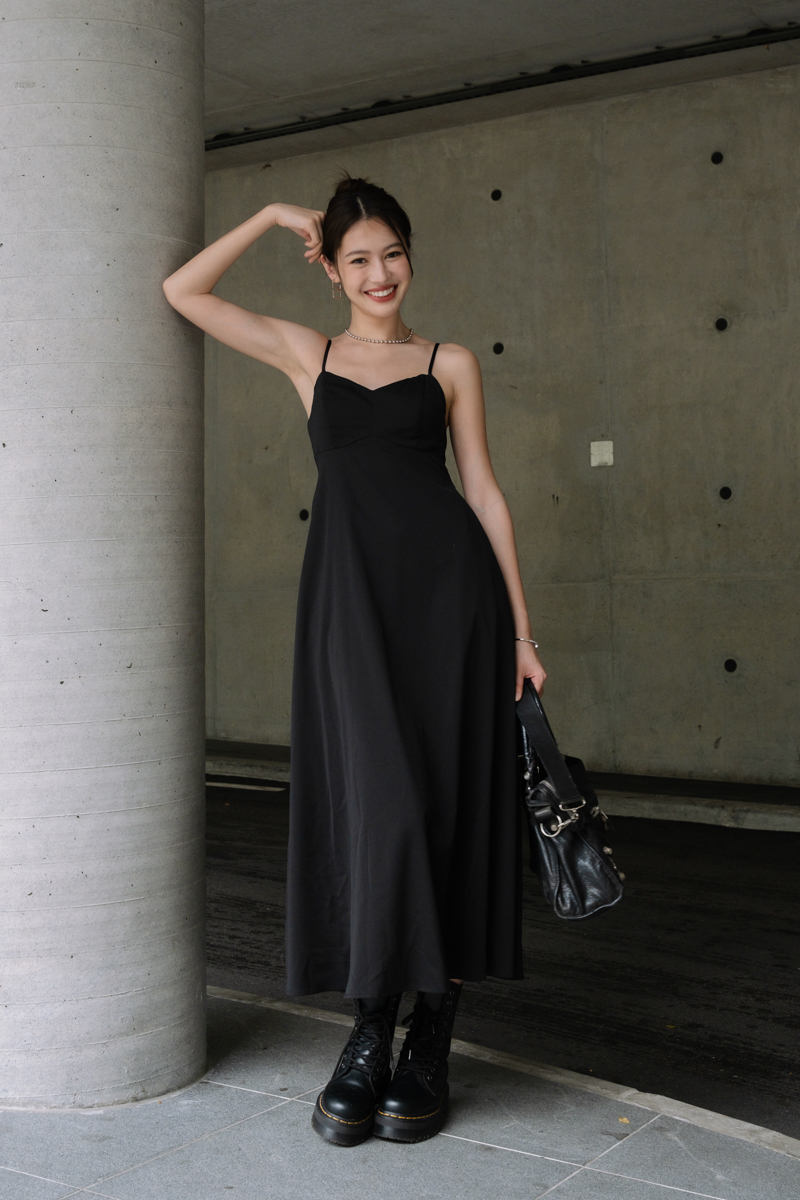 FLORENCE PADDED MAXI DRESS (BLACK) 