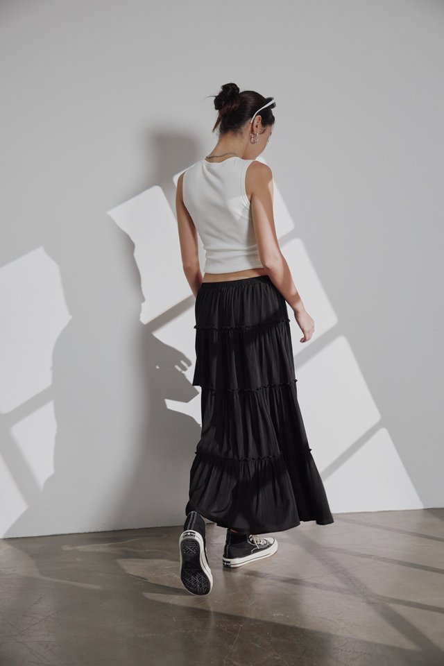 *BACKORDER* TUBA TIERED MAXI SKIRT (BLACK)