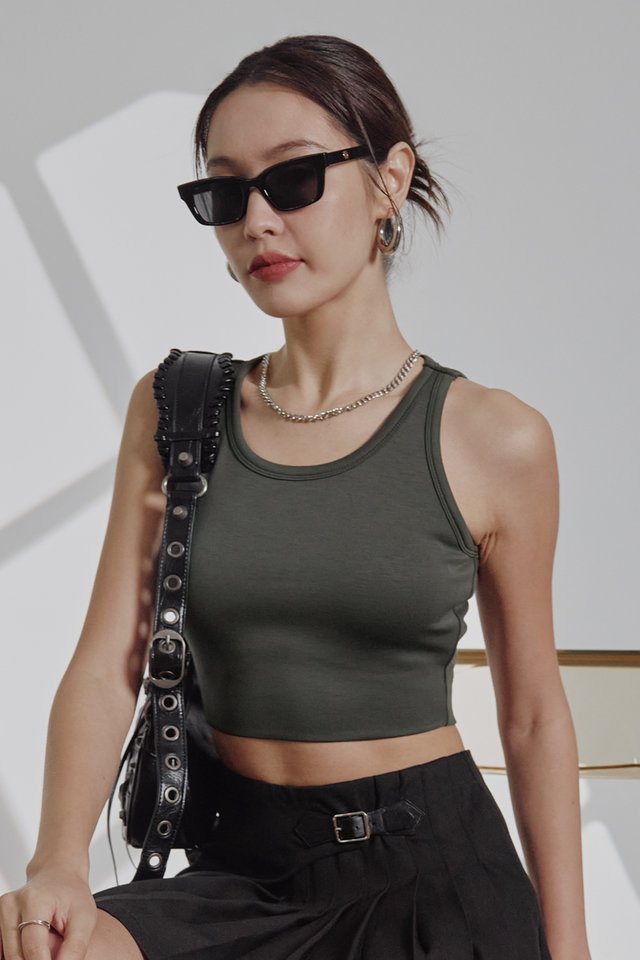 RINA RACER TANK TOP (MOSS GREY)