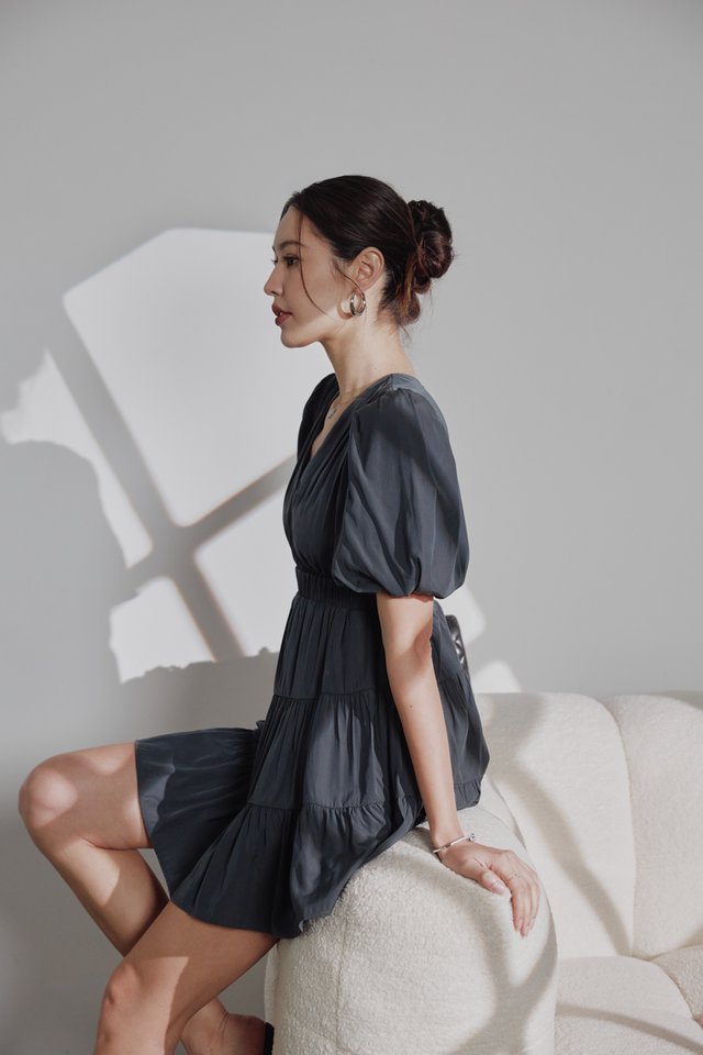 OPEN BACK ROMPER DRESS (DARK GREY)