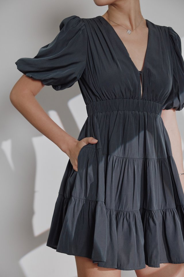 OPEN BACK ROMPER DRESS (DARK GREY)