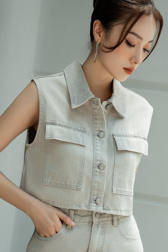 DAWSON DENIM VEST (LIGHT GREY)