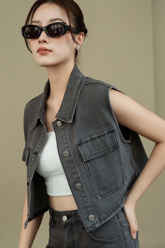 DAWSON DENIM VEST (BLACK) 