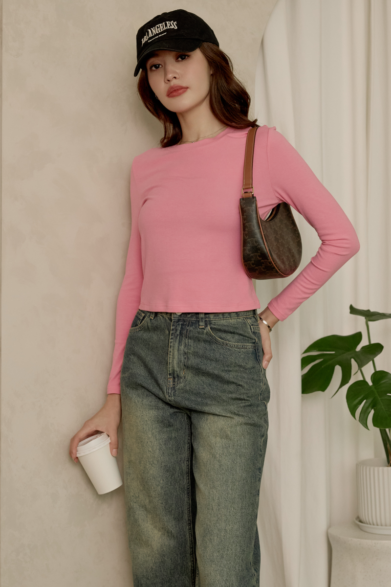 LALA LONG SLEEVE TOP (PINK)