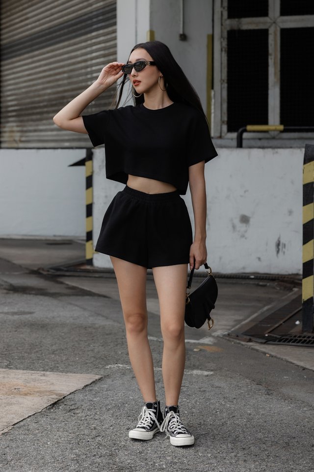 *BACKORDER* V WAIST SHORTS (BLACK)