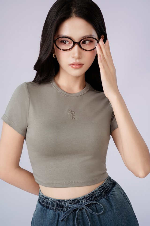 SPR GRL BABY TEE TOP (STONE GREY) 