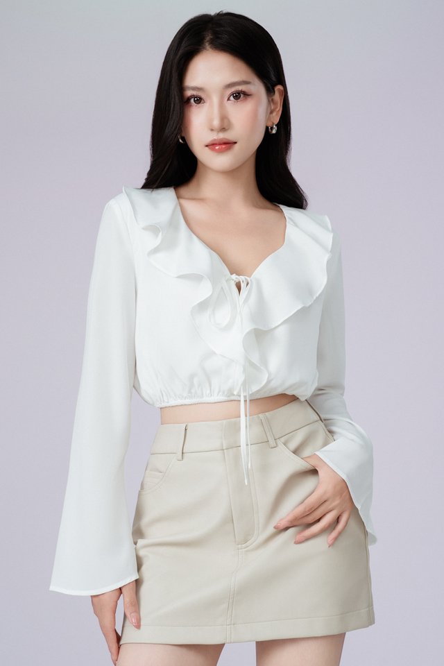 ROWENA RUFFLE TOP (WHITE)