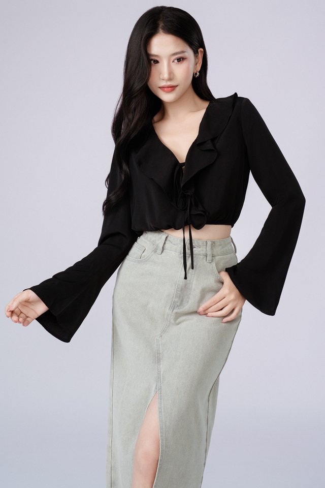 ROWENA RUFFLE TOP (BLACK)