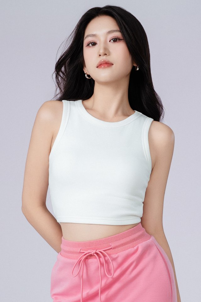 DOUBLE BUCKLE SLEEVELESS TOP (WHITE)