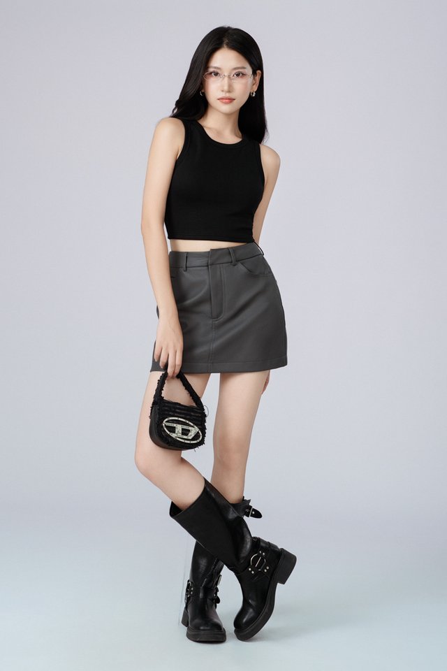 FORD FAUX LEATHER SKORTS (DARK GREY)