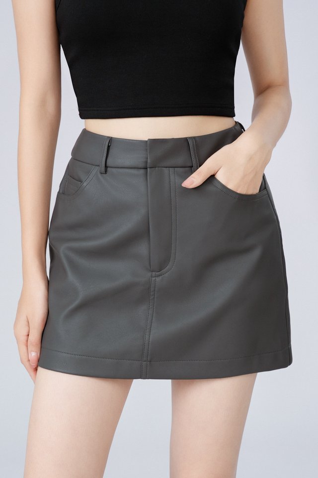 FORD FAUX LEATHER SKORTS (DARK GREY)