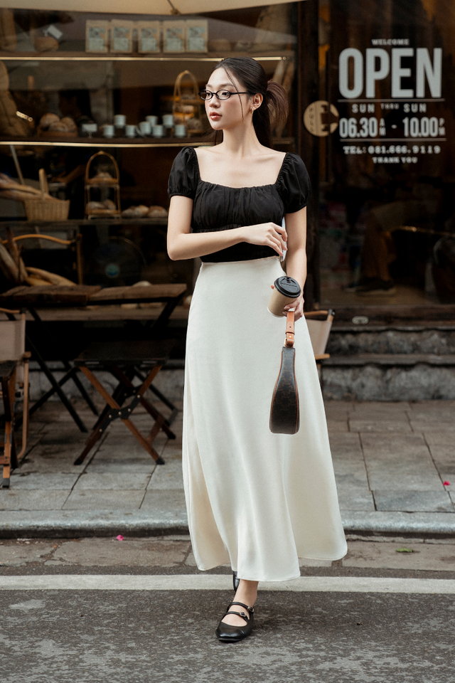 ALINA A-LINE MAXI SKIRT (IVORY)