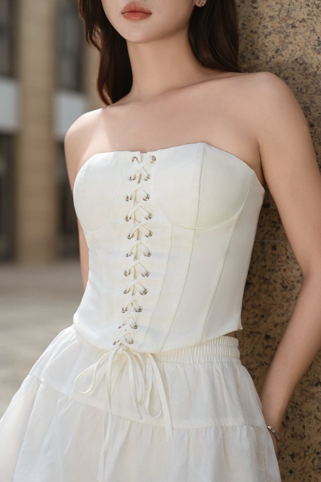 CACY CORSET PADDED TOP (WHITE)