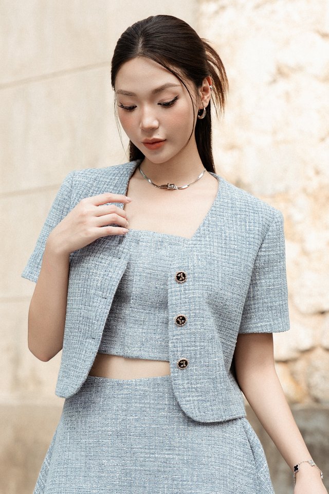 THEA TWEED BLOUSE (BLUE GREY)