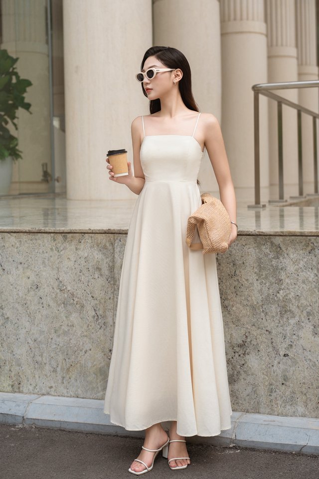 PERLY PADDED LINEN MAXI (IVORY)