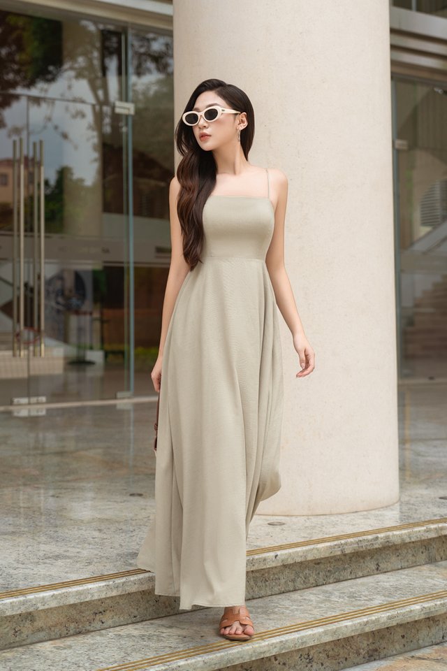 PERLY PADDED LINEN MAXI (COTTON GREY)