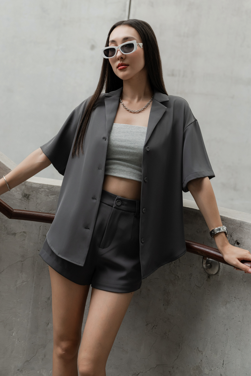 BOWEN BLAZER BLOUSE (DARK GREY)