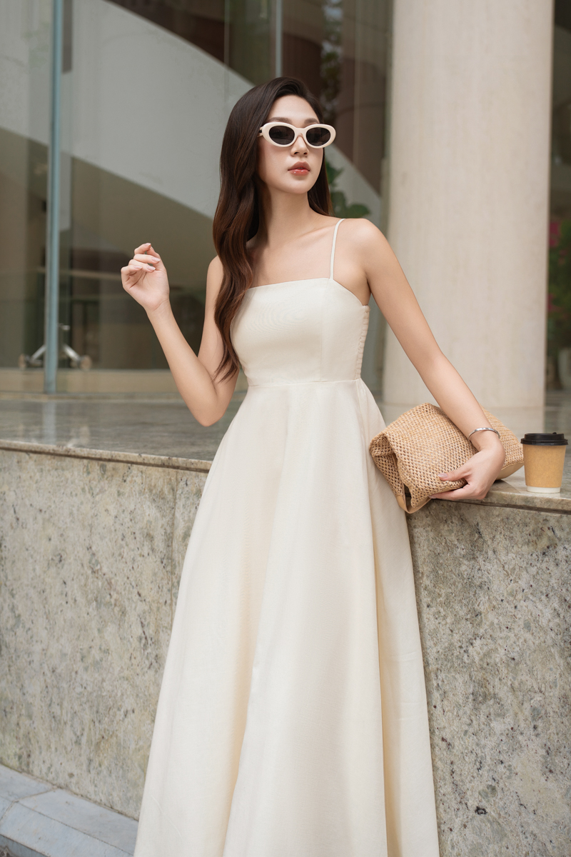 PERLY PADDED LINEN MAXI (IVORY)