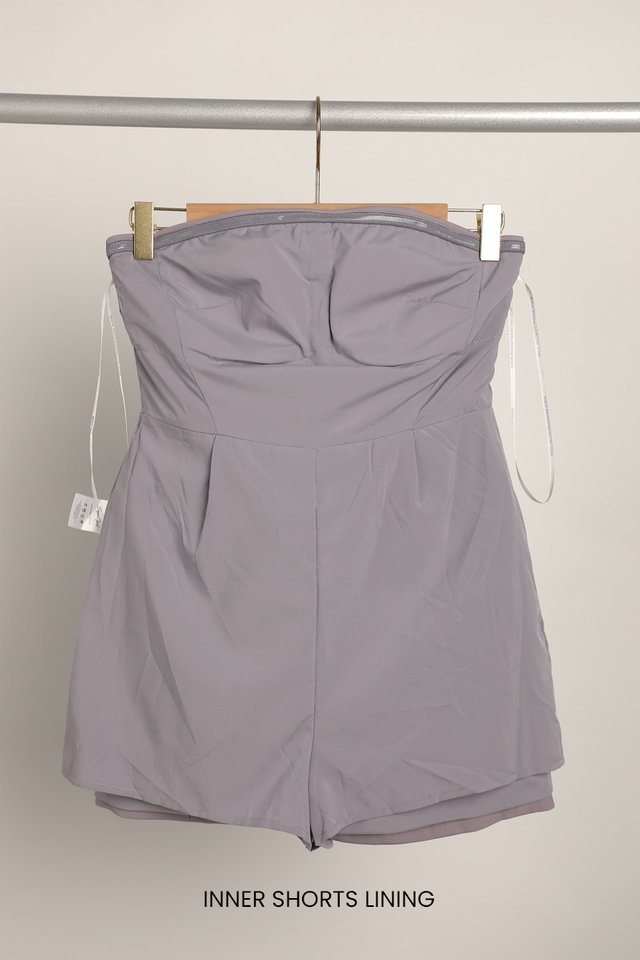 PEREL PADDED ROMPER DRESS (NAVY GREY)