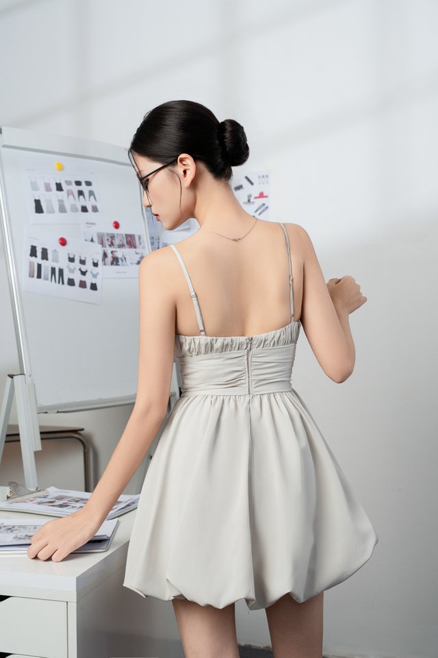 BERKLEE BUBBLE ROMPER DRESS (COTTON GREY)