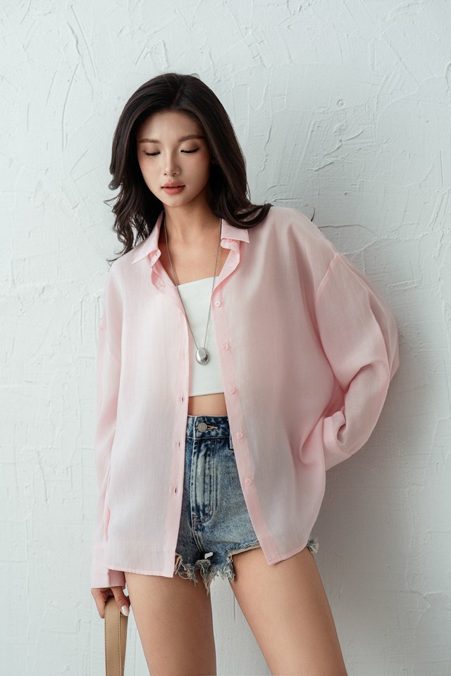 SUMMER SEMI SHEER SHIRT (LIGHT PINK)