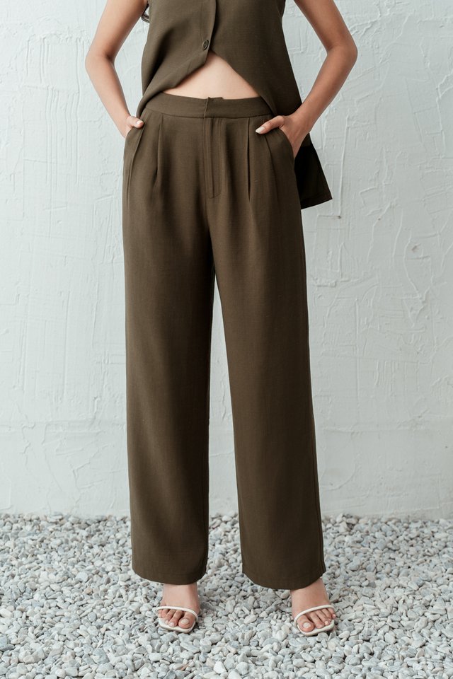 LAYNA LINEN PANTS (BROWN)