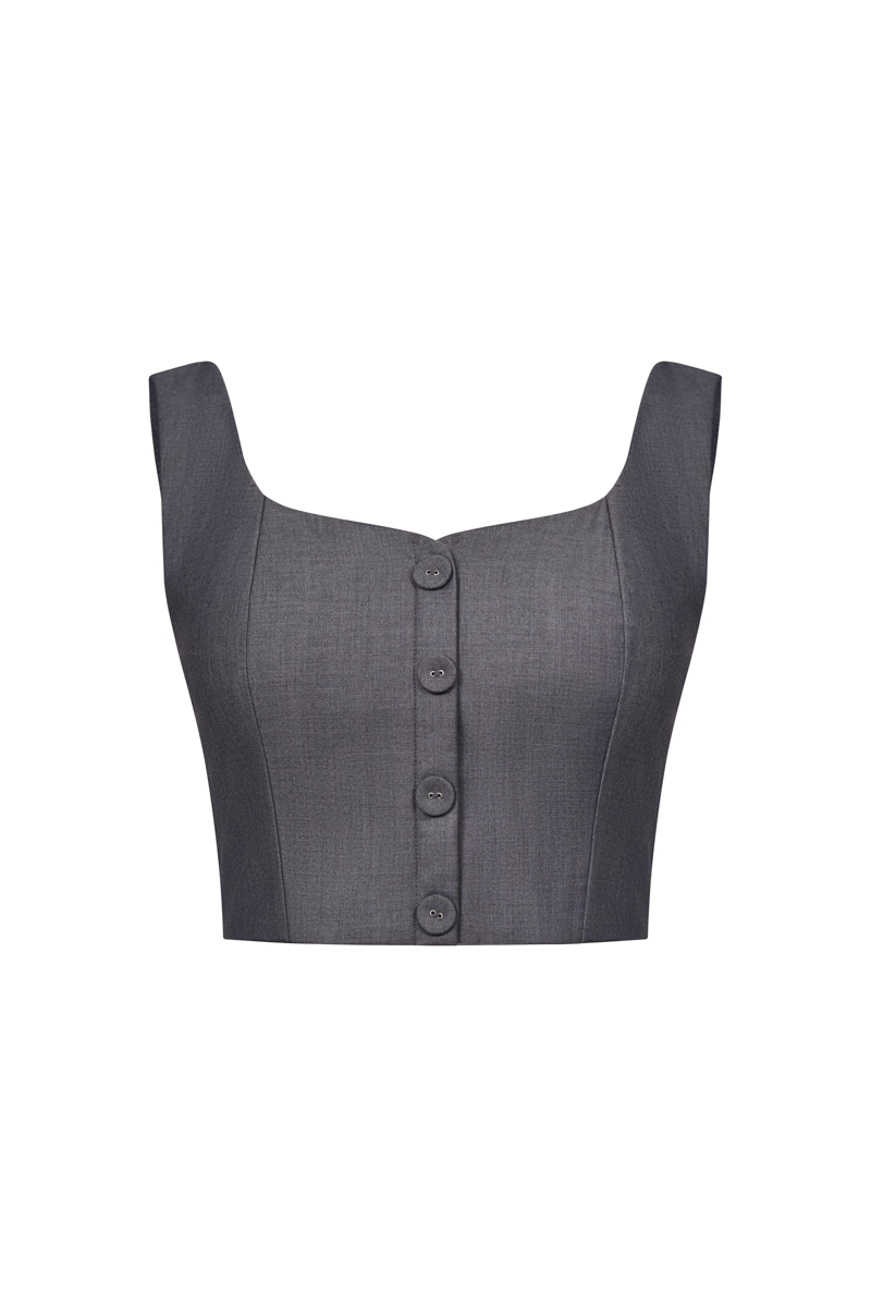 BAYLOR BUTTON PADDED TOP (GREY)