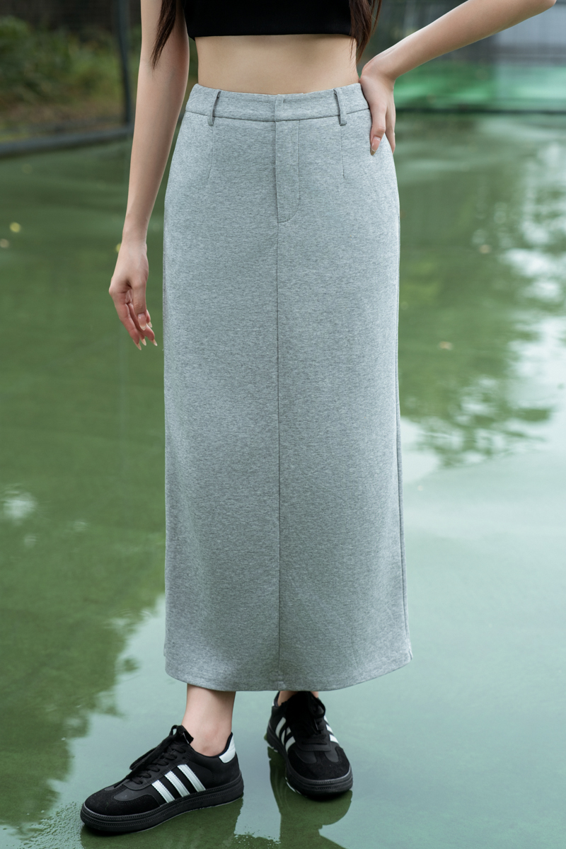 ATHLEISURE MAXI SKIRT (HEATHER GREY)