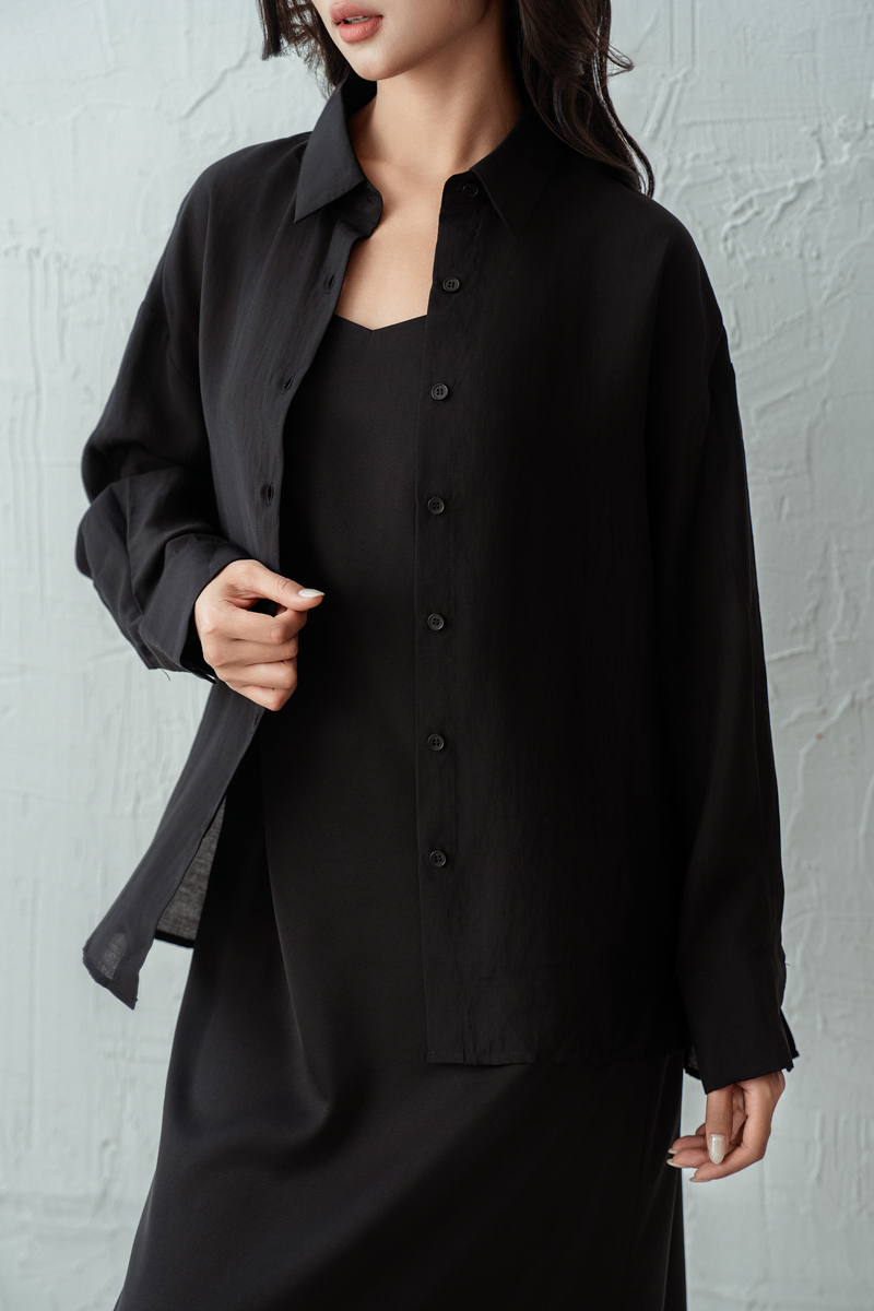 SUMMER SEMI SHEER SHIRT (BLACK)