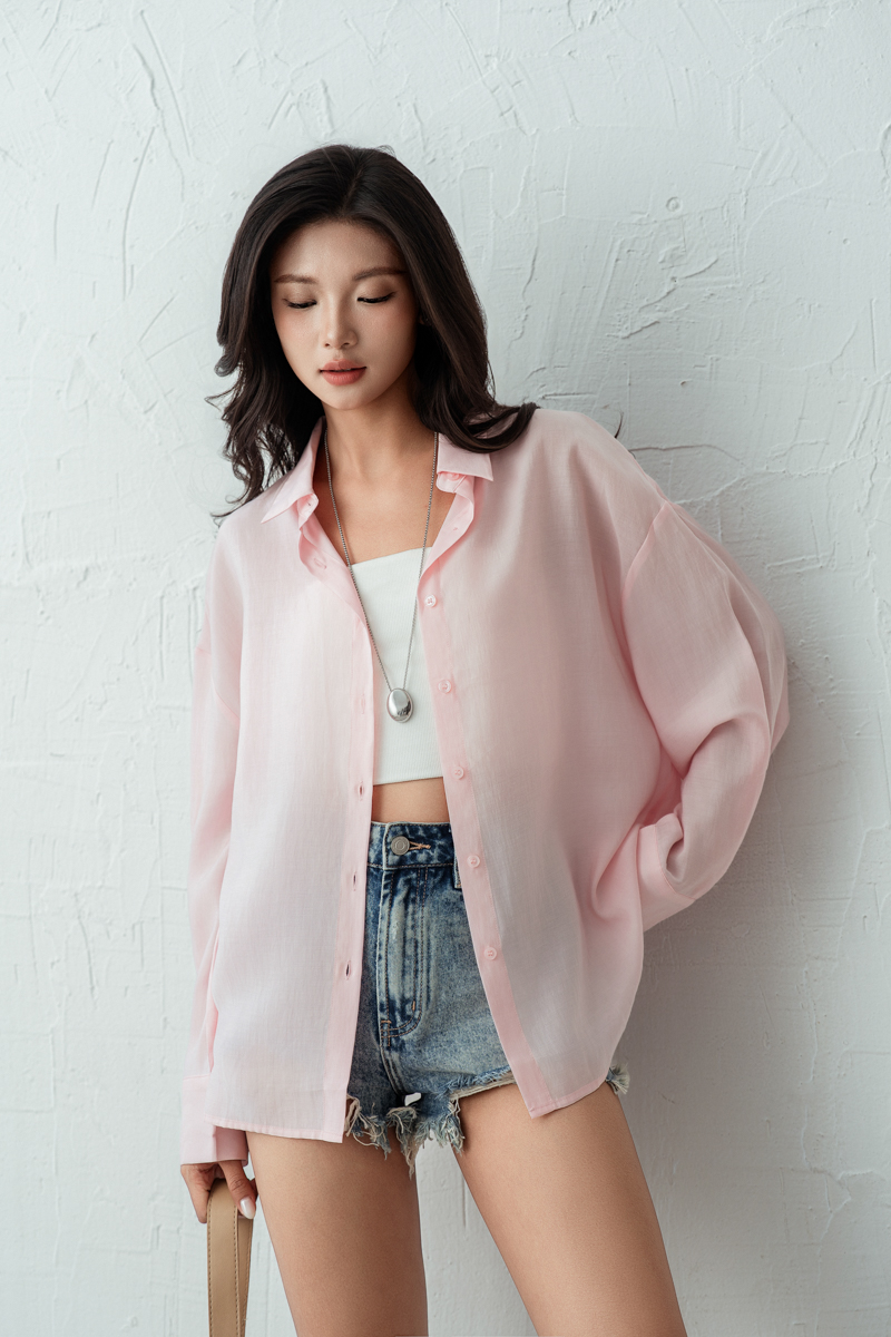 SUMMER SEMI SHEER SHIRT (LIGHT PINK)