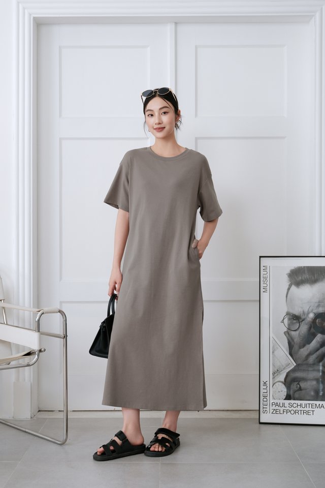 OLLIE OVERSIZED DRESS (STONE GREY)